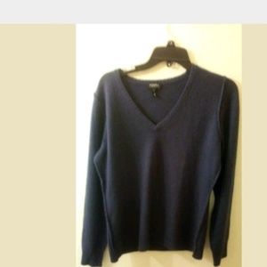 ESCADA SPORT SWEATER SZ L V-NECK NAVY BLUE  CABLE